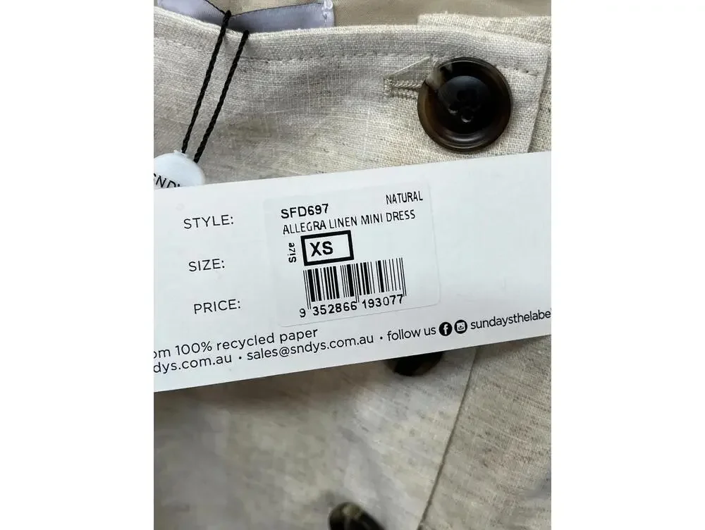 SNDYS Allegra Linen Mini Dress in Natural - Picture 6 of 7